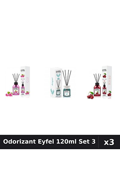 Eyfel Set 3 Odorizant Camera Betisoare 120ml - Trandafir, Angel, Cireșe