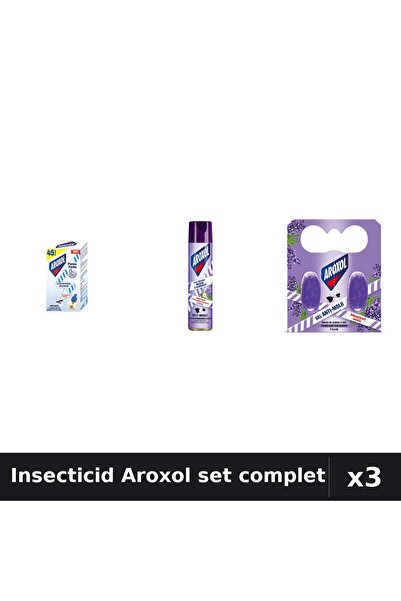 Aroxol Set 3 Insecticid - Aparat Electric, Spray 250ml, Pastile Anti-Insecte