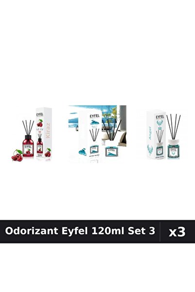 Eyfel Set 3 Odorizant Camera Betisoare 120ml - Cireșe, Ocean, Angel