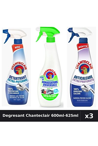 Chanteclair Set 3 Degresant Universal 600ml-625ml - Lămâie, Anticalcar, Puternic