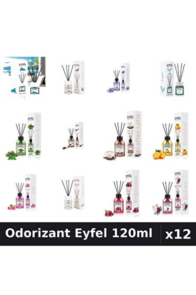 Eyfel Set 12 Odorizante Camera Betisoare 120ml - 12 Arome Asortate, Parfum In...