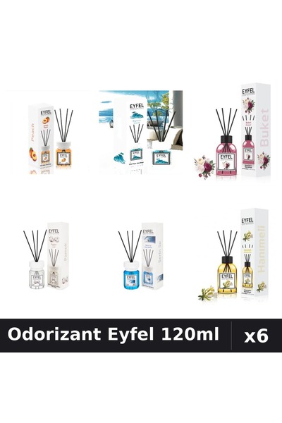 Eyfel Set 6 Odorizante Camera Betisoare - 6 Arome Asortate, 120ml Parfum Intens
