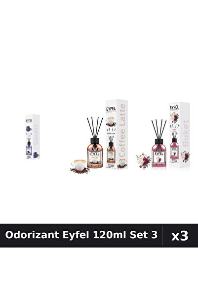 Eyfel Set 3 Odorizant Camera Betisoare 120ml - Zambile, Cafea, Bouquet