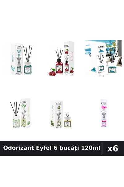 Eyfel Set 6 Odorizante Camera Betisoare - Angel, Cireșe, Ocean, Iasomie, Lacr...