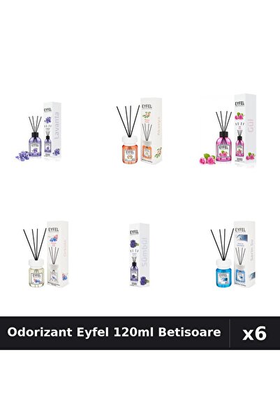 Eyfel Set 6 Odorizante Camera Betisoare - 6 Arome Asortate, 120ml Parfum