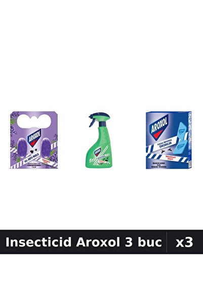 Aroxol Set 3 Spray și Pastile Insecticid - Anti-Insecte, 400ml + 32 buc - Pro...