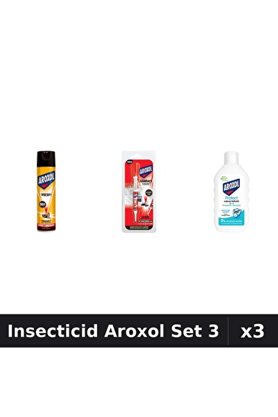 Aroxol Set 3 Insecticid - Spray 400ml, Pastile 5g, Loțiune Repelent 200ml - P...