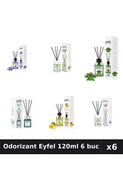 Eyfel Set 6 Odorizante Camera Betisoare - 6 Arome Asortate, 120ml Parfum