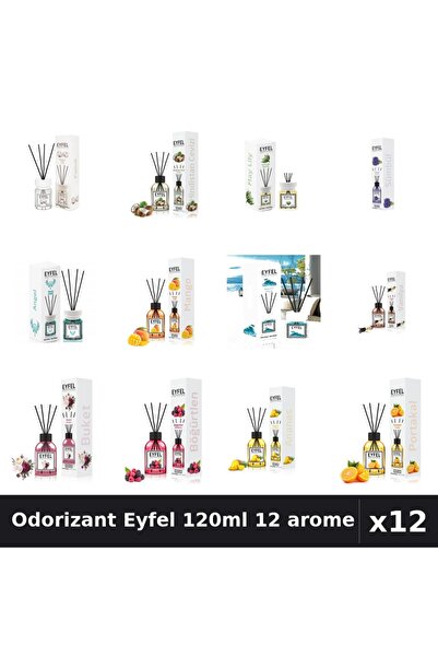 Eyfel Set 12 Odorizant Camera Betisoare 120ml - 12 Arome Asortate, Parfum Intens