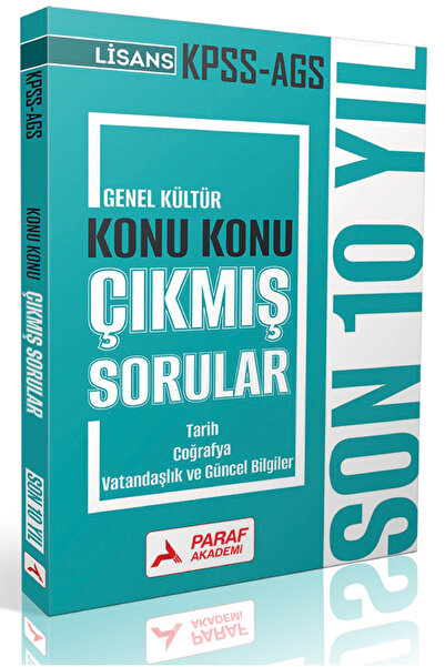 Paraf Akademi KPSS-AGS Lisans Genel Yetenek Konu Konu Son 10 Yıl Tarih-Coğraf...