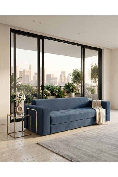 DECHOME 236x80 cm Yatak Olabilen Sünger Kanepe | Fitilli Kadife Kumaş, 22 DNS...