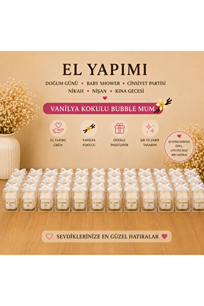 F&A Candle 30 ADET Kişiye Özel El Yapımı Bubble Mum – Vanilya Kokulu Nikah Ni...