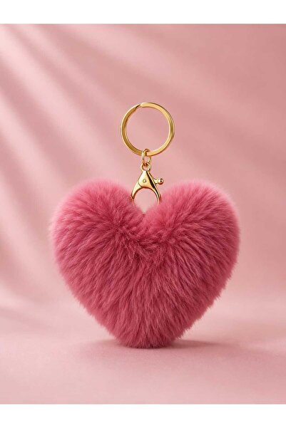 By Pink Peluş Kalp Anahtarlık Yumuşak Dokulu Çanta Süsü