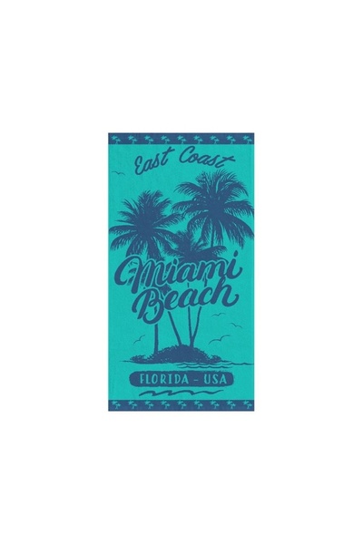 OEM Prosop Premium din Bumbac Turcoaz Miami Beach pentru Plaja 75x150cm