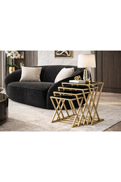 Velix Zigon Sehpa, Sehpa, Metal Sehpa, Yan Sehpa, 4lü Zigon Gold
