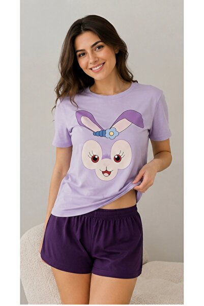 SHYA Pijama dama scurta cu imprimeu iepuras