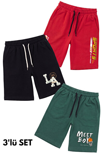 FYK COLLECTİON 3-Piece Multi-Colored Summer Print Detailed Boys' Capri Pants ...