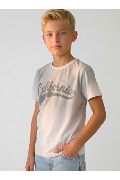 NR NarRengi Boys' White Short Sleeve Crew Neck Flexible Basic T-Shirt with Gr...