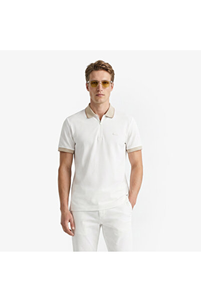 Lacoste Erkek Regular Fit Renk Bloklu Krem Polo