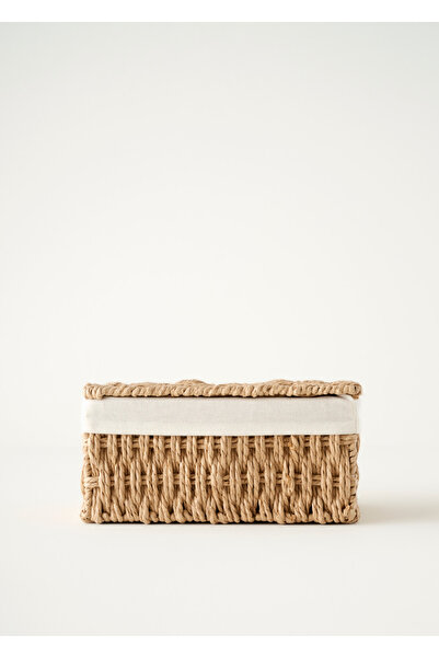 Bella Maison Talie Bezli Kapaklı Sepet Naturel (25x16x12 cm)