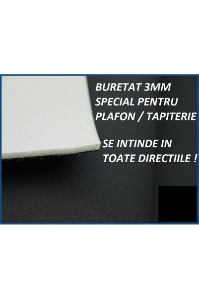 Malex Tapiterie Import Material pentru tapițerie auto, plafon, NEGRU, cu supo...