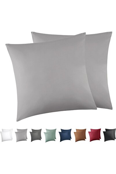 BEDSURE Cushion Cover 80 x 80 cm Cotton Light Grey - Pillowcase 80 x 80 cm Se...