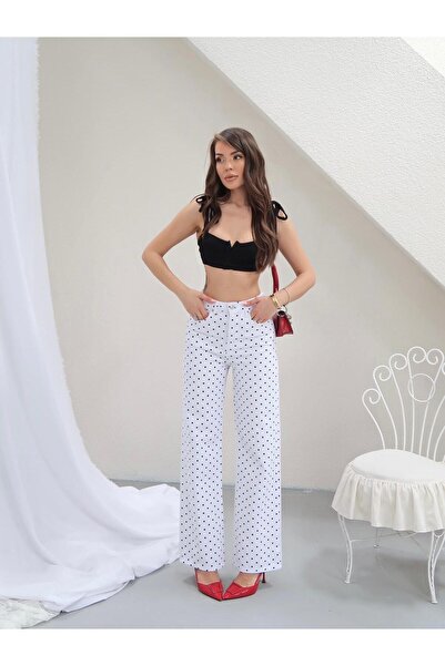 XBELLA DENİM White Spotted Patterned Trousers New Season