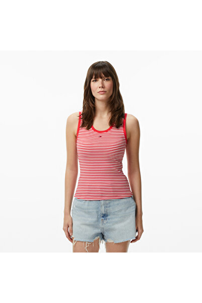 Tommy Hilfiger Denim Essentials Kadın Kırmızı T-Shirt