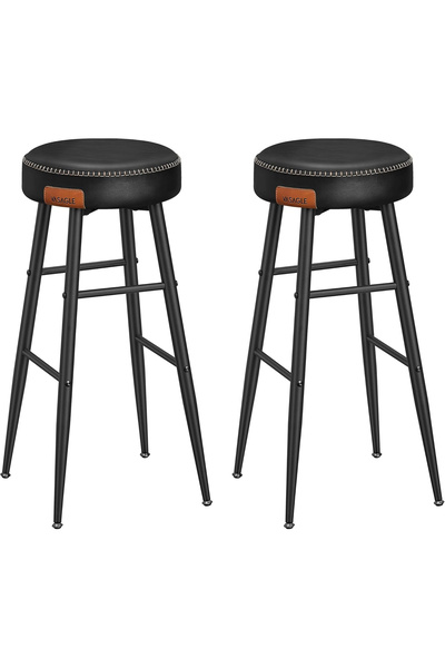 Danex Set 2 scaune bar Ekho, tapitate PU, inaltime sezut 76 cm, 52x76 cm, negru,