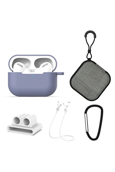 Sonique Σετ 5 σε 1 Soft Touch για AirPods Pro Μπλε Γκρι
