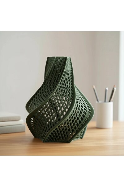 OEM 3D Printed Decorative Vase Modern Design - Olive green carbon fiber compo...