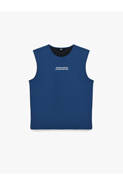 Koton Cotton Sleeveless Comfortable Fit Crew Neck Printed Sports Tank Top