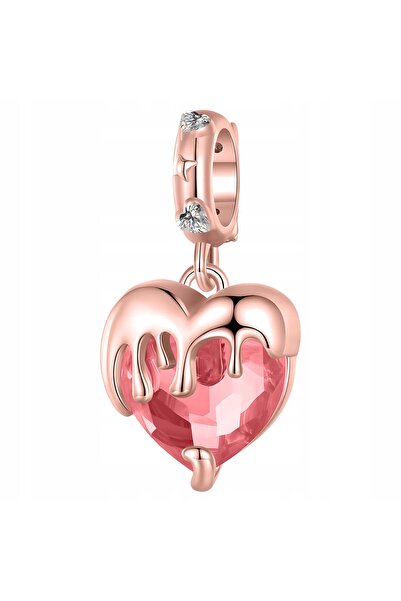 Larezo pandantiv, element decorativ, Model Inima Rosie Cu Zirconiu Cubic, Cad...