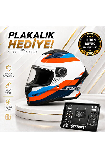 TÜRKMOPET MT Helmets Stinger 2 Solid Full Face Kapalı Kask + Plakalık
