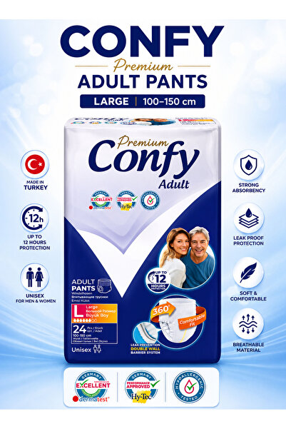 Confy Premium Adult Diaper Pants Large 24 Pieces Adult Pull Up Incontinence P...