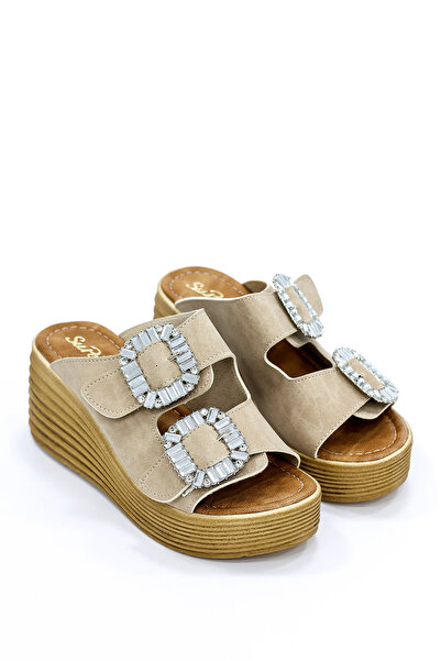 kajal ayakkabı Sup 2005 Double Buckle Stone Detailed Padded Sole Slippers