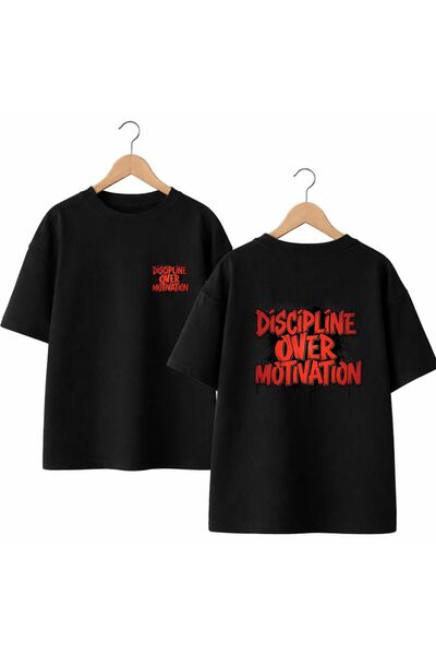 playwear Discibline over Motivation Back and Front Chest Printed 100% Cotton ...