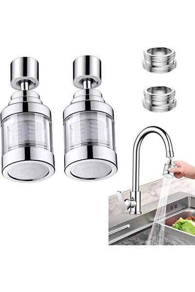 The Bros 2PC Sink Faucet Water Filter 360° Rotating 3-Function with Stainless...