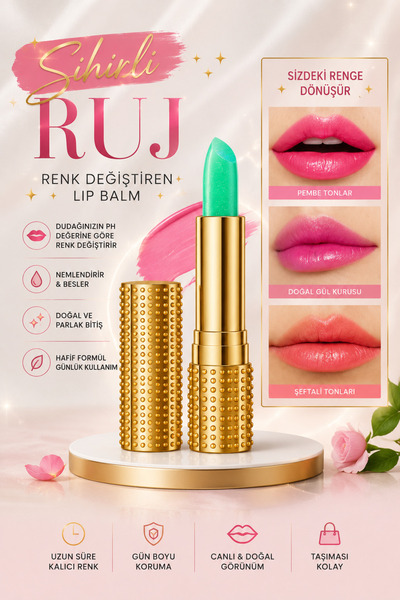 RAİR BEAUTY Sihirli Ruj -Rengi Değişen Ruj-24 Saat Kalıcı