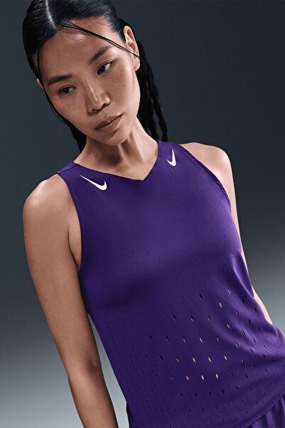 Nike Dri Fit AeroSwift Running ADV Singlet Tank Top Purple Lazer Kesim Koşu A...