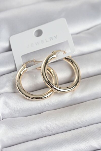 norsary Gold Color Brass Hoop 30 mm Women's Earrings