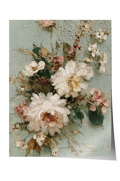 Zestia Poster de perete vintage, poster cu buchet de flori în tonuri deschise...