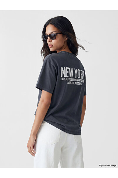 LC Waikiki New York Printed Oversize Women's T-Shirt
