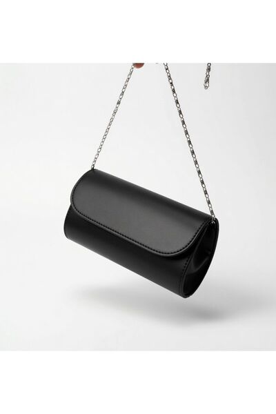 addy Siyah Zincirli Clutch Abiye Çanta
