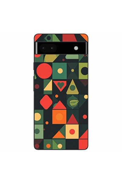 OEM Калъф, съвместим с Google Pixel 6A, силиконов гел TPU, с десен на ретро ф...