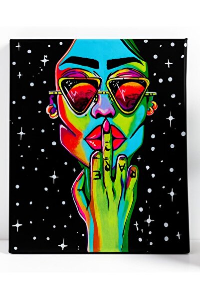 Generic Divine Design Handmade Neon Pop Art Canvas Painting, Colourful Woman ...