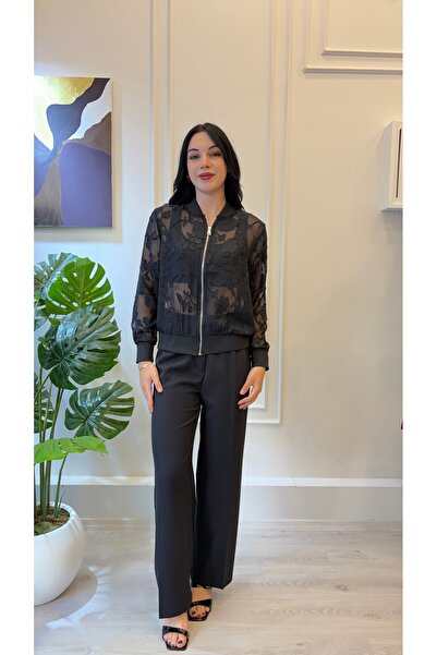 SHIN Butik SHIN Transparan Desenli Bomber Ceket