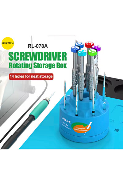 PİYATECH RL-078A Dönen Tornavida Standı - 14 Bölmeli Teknik Servis Masaüstü D...