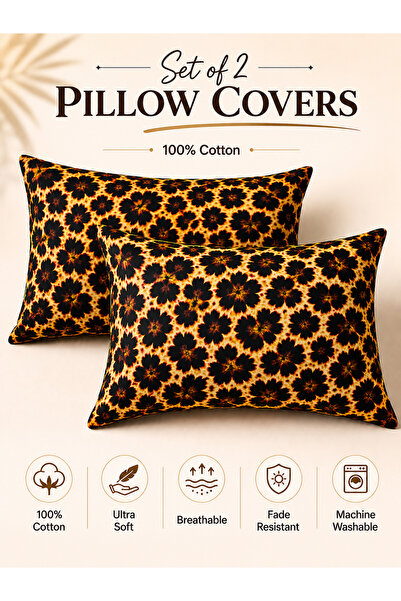 zeetwo Set of 2 Cotton Printed Pillow Covers – Soft Breathable Pillow Cases w...
