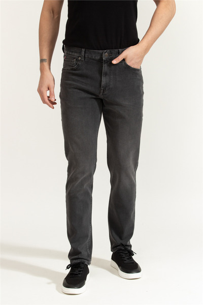 Tommy Hilfiger Erkek Straight Fit Düz Paça Gri Jeans